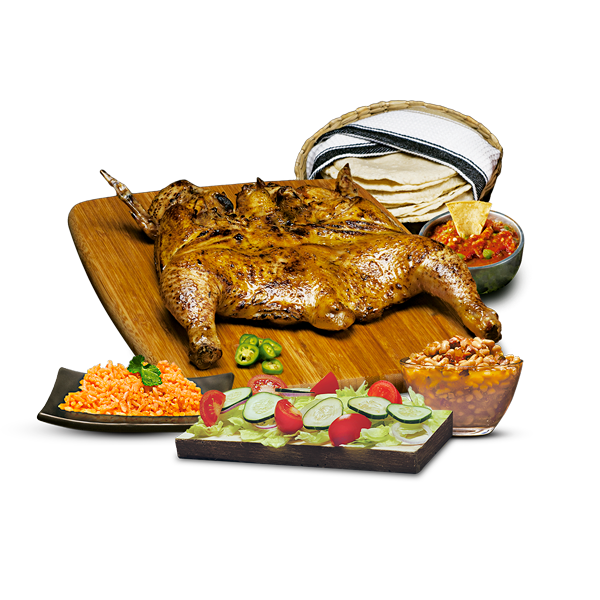 1 pollo completo + 3 complementos