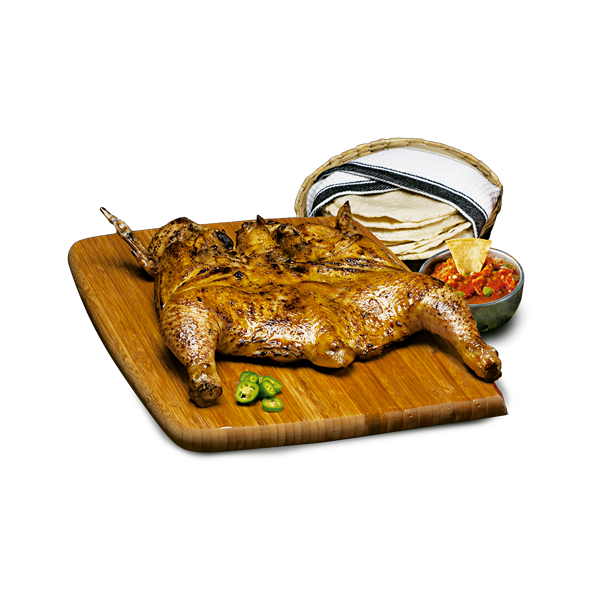 1 Pollo con salsa, tortillas, totopos y chiles toreados